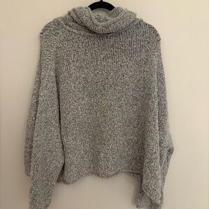 Blue, Grey Free People Turtle Neck Sweater